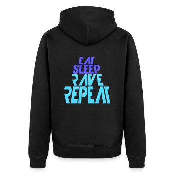 Manger dormir rave répéter nourriture sommeil corbeau disant - Veste à capuche bio Premium Unisexe - noir - Dos - Nico (187cm)