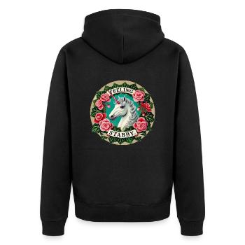Feeling Stabby - Unisex Premium Organic Zip Hoodie - black - Back - Nico (187cm)