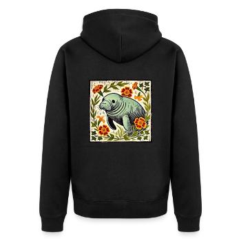 Manatee - Unisex Premium Organic Zip Hoodie - black - Back - Nico (187cm)
