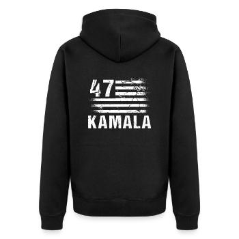 Drapeau américain vintage - Kamala Harris 2024 Pour - Veste à capuche bio Premium Unisexe - noir - Dos - Nico (187cm)