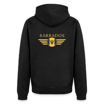 Ich liebe Barbados, Eleganz Stil Design T-Shirt - Unisex Premium Bio Zip Hoodie - Schwarz - Hinten - Nico (187cm)