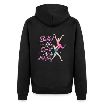 Ballet Like Sport Only Harder Dance Ballerina - Unisex Premium Bio Zip Hoodie - Schwarz - Hinten - Nico (187cm)