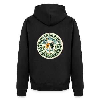 Ich liebe meine Katzekatze - Unisex Premium Bio Zip Hoodie - Schwarz - Hinten - Nico (187cm)