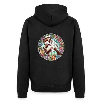 Pinup Southern Belle - Unisex Premium Bio Zip Hoodie - Schwarz - Hinten - Nico (187cm)