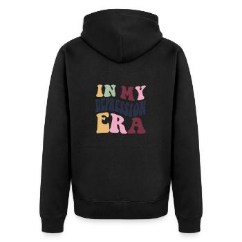 depression era - Unisex Premium Bio Zip Hoodie - Schwarz - Hinten - Nico (187cm)