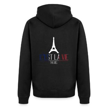 french flag saying - Unisex Premium Organic Zip Hoodie - black - Back - Nico (187cm)