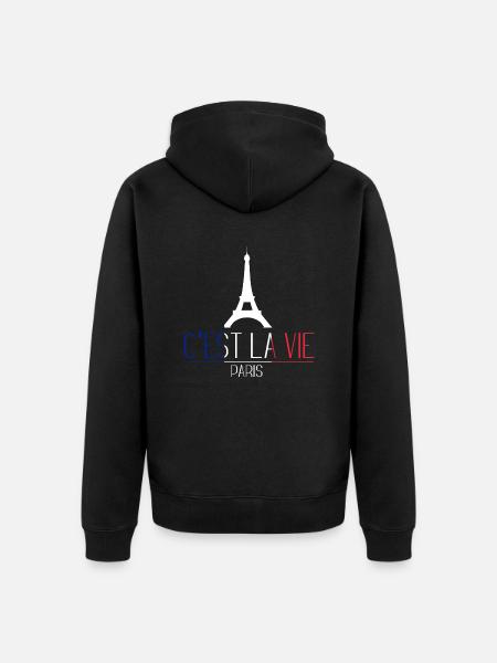 french flag saying - Unisex Premium Organic Zip Hoodie - black