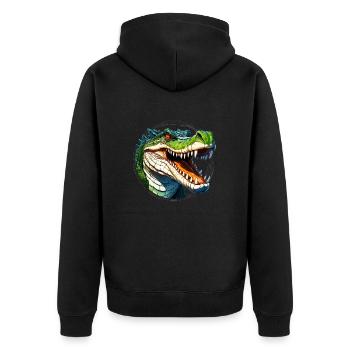 Wild angry animal pugnacious combative crocodile - Unisex Premium Organic Zip Hoodie - black - Back - Nico (187cm)