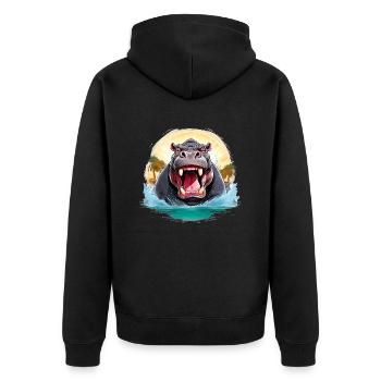 Animal sauvage en colère pugnace combatif hippopotame - Veste à capuche bio Premium Unisexe - noir - Dos - Nico (187cm)
