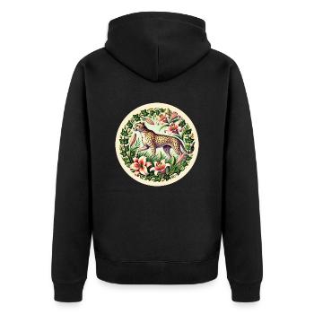 Vintage Cheetah - Unisex Premium Organic Zip Hoodie - black - Back - Nico (187cm)