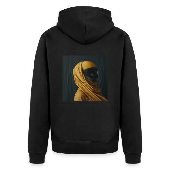 AP Portrait surréaliste 2 août 2024 - Veste à capuche bio Premium Unisexe - noir - Dos - Nico (187cm)