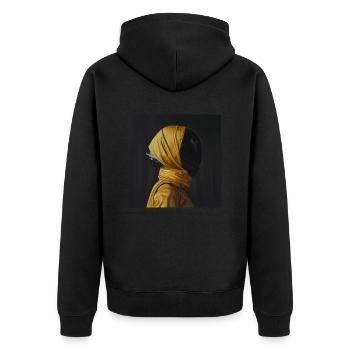 AP Portrait surréaliste 1 août 2024 - Veste à capuche bio Premium Unisexe - noir - Dos - Nico (187cm)