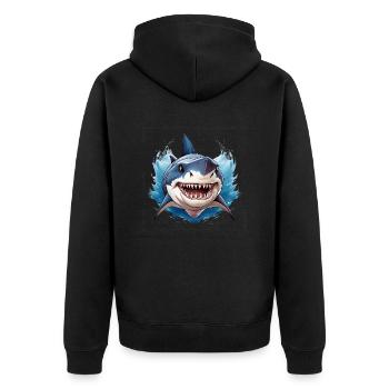 Sauvage en colère animal grand requin blanc motivation - Veste à capuche bio Premium Unisexe - noir - Dos - Nico (187cm)