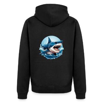 Sauvage en colère animal grand requin blanc motivation - Veste à capuche bio Premium Unisexe - noir - Dos - Nico (187cm)