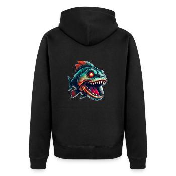 piranha en colère combatif motivation sport - Veste à capuche bio Premium Unisexe - noir - Dos - Nico (187cm)