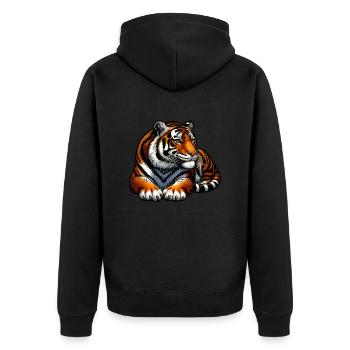 Tiger Raubkatze: Riesenkatze! - Unisex Premium Bio Zip Hoodie - Schwarz - Hinten - Nico (187cm)