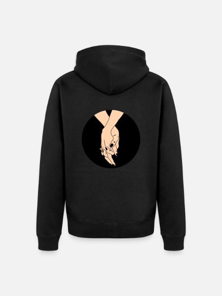 hands couple - Unisex Premium Bio Zip Hoodie - Schwarz
