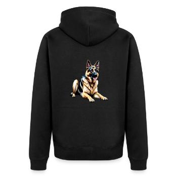 Deutscher Schäferhund - Unisex Premium Bio Zip Hoodie - Schwarz - Hinten - Nico (187cm)