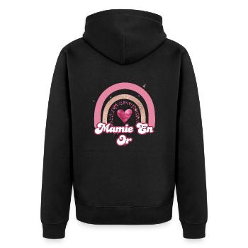 mamie en or rainbow rose - cadeau mamie - Veste à capuche bio Premium Unisexe - noir - Dos - Nico (187cm)