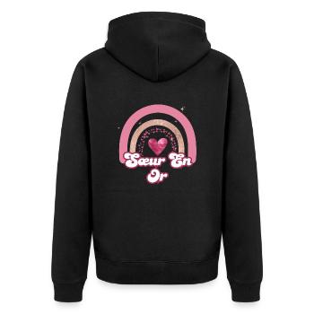 Sister in Rose Rainbow Gold - Sister Gift - Unisex Premium Organic Zip Hoodie - black - Back - Nico (187cm)
