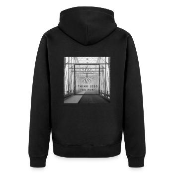 Think Less, Feel More - Unisex Premium Bio Zip Hoodie - Schwarz - Hinten - Nico (187cm)
