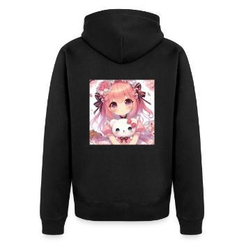 Fille dessins animés japonais mangas - Veste à capuche bio Premium Unisexe - noir - Dos - Nico (187cm)