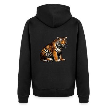 Tiger On the Move - Unisex Premium Organic Zip Hoodie - black - Back - Nico (187cm)