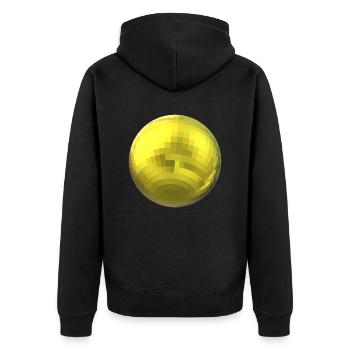 gelbe Kugel - Unisex Premium Bio Zip Hoodie - Schwarz - Hinten - Nico (187cm)