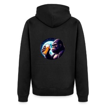 Big Beer Lover Monkey - Unisex Premium Organic Zip Hoodie - black - Back - Nico (187cm)