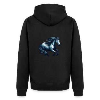 Pferde-Pony - Unisex Premium Bio Zip Hoodie - Schwarz - Hinten - Nico (187cm)
