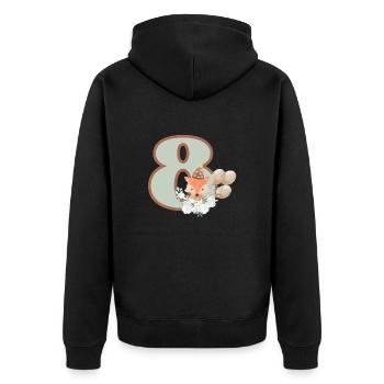 8. Geburtstag Fuchs Blumen - Unisex Premium Bio Zip Hoodie - Schwarz - Hinten - Nico (187cm)