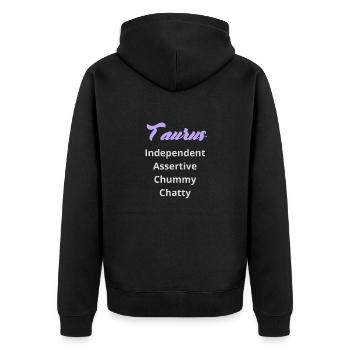 Logo signe astrologique "Taureau" - Veste à capuche bio Premium Unisexe - noir - Dos - Nico (187cm)