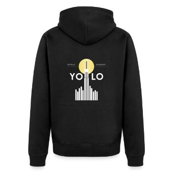 YOLO Urban Summer bright - Unisex Premium Bio Zip Hoodie - Schwarz - Hinten - Nico (187cm)