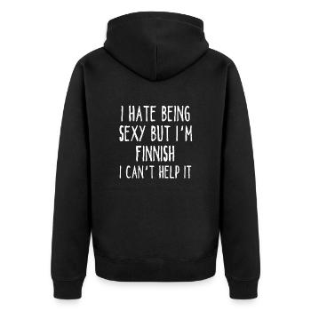 Je déteste être sexy mais je suis finlandaise, je ne peux pas m’en empêcher - Veste à capuche bio Premium Unisexe - noir - Dos - Nico (187cm)