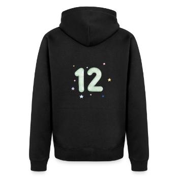 12e anniversaire watercolor étoile - Veste à capuche bio Premium Unisexe - noir - Dos - Nico (187cm)