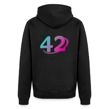 Number 42 multicolor - Unisex Premium Organic Zip Hoodie - black - Back - Nico (187cm)