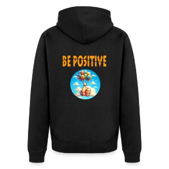 Be Positive - Unisex Premium Organic Zip Hoodie - black - Back - Nico (187cm)