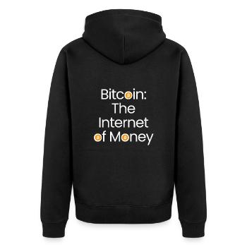 the internet of money - Unisex Premium Organic Zip Hoodie - black - Back - Nico (187cm)