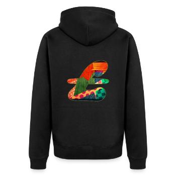 Abstraktes Muster in lebendigen Farben - Unisex Premium Bio Zip Hoodie - Schwarz - Hinten - Nico (187cm)