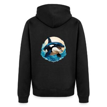 Wild angry killer whale motivational sport - Unisex Premium Organic Zip Hoodie - black - Back - Nico (187cm)