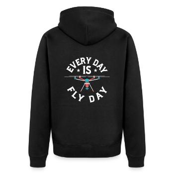 Every Day Is Fly Day RC Flight Drone Pilot - Unisex Premium Bio Zip Hoodie - Schwarz - Hinten - Nico (187cm)