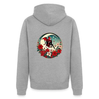 Pin-up diable - Veste à capuche bio Premium Unisexe - gris chiné - Dos - Nico (187cm)