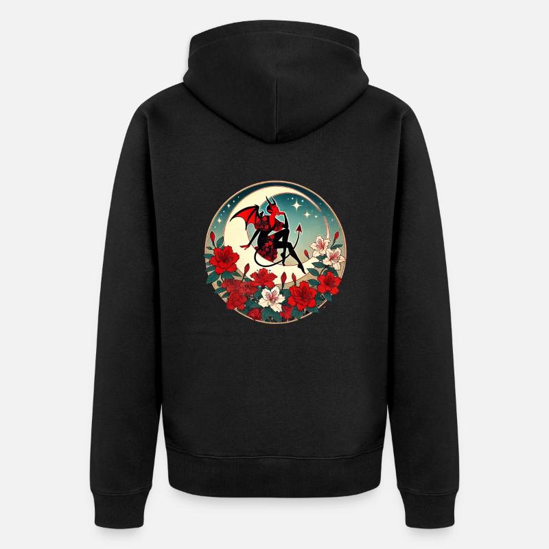 Teufel Pinup - Unisex Premium Bio Zip Hoodie - Schwarz