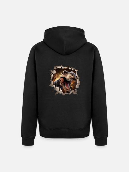 Dinosaur T-rex Sticker - Unisex Premium Organic Zip Hoodie - black