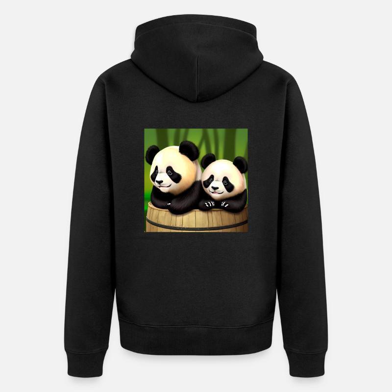 De mignons pandas à l’aventure ! 🍃 - Veste à capuche bio Premium Unisexe - noir