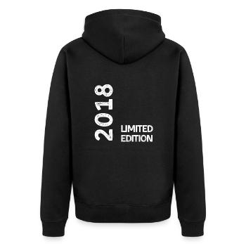 Limitierte Auflage 2018 - Unisex Premium Bio Zip Hoodie - Schwarz - Hinten - Nico (187cm)