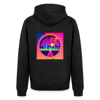 🌅 Retro-Futuristic Vibes 🌴 - Unisex Premium Organic Zip Hoodie - black - Back - Nico (187cm)