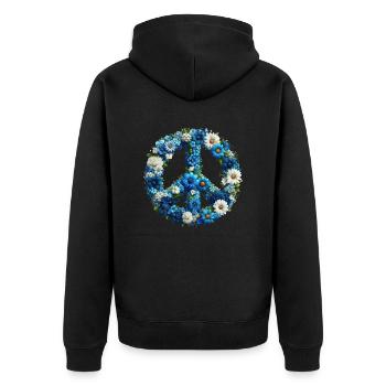 Hippie soul Groovy Summer time peace love flowers - Unisex Premium Organic Zip Hoodie - black - Back - Nico (187cm)