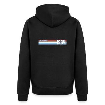 Retro 1984 Limitierte Auflage - Unisex Premium Bio Zip Hoodie - Schwarz - Hinten - Nico (187cm)