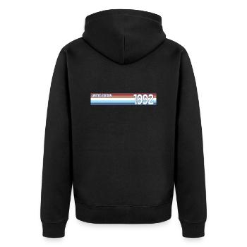 Retro 1992 Limitierte Auflage - Unisex Premium Bio Zip Hoodie - Schwarz - Hinten - Nico (187cm)